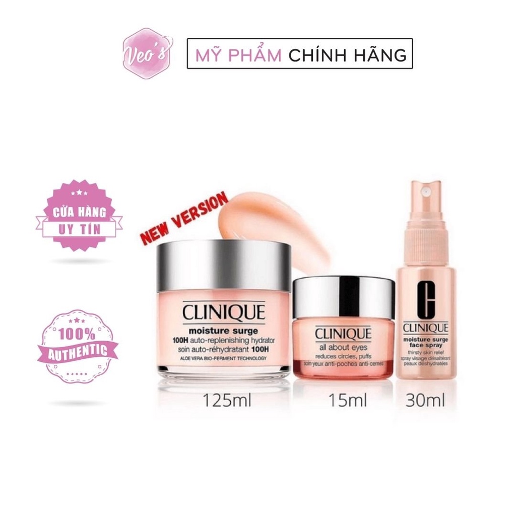 Set Dưỡng Da Clinique Travel Exclusive - 3 Món Clinique Moisture Surge 100H