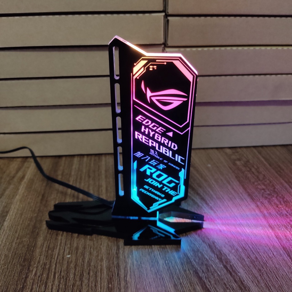 Giá Đỡ VGA Họa Tiết ROG Đạng Đứng Tích Hợp Led RGB Đồng Bộ Hub Coolmoon