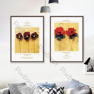 Tranh canvas bộ 2 tranh hoa 40x60 kèm khung