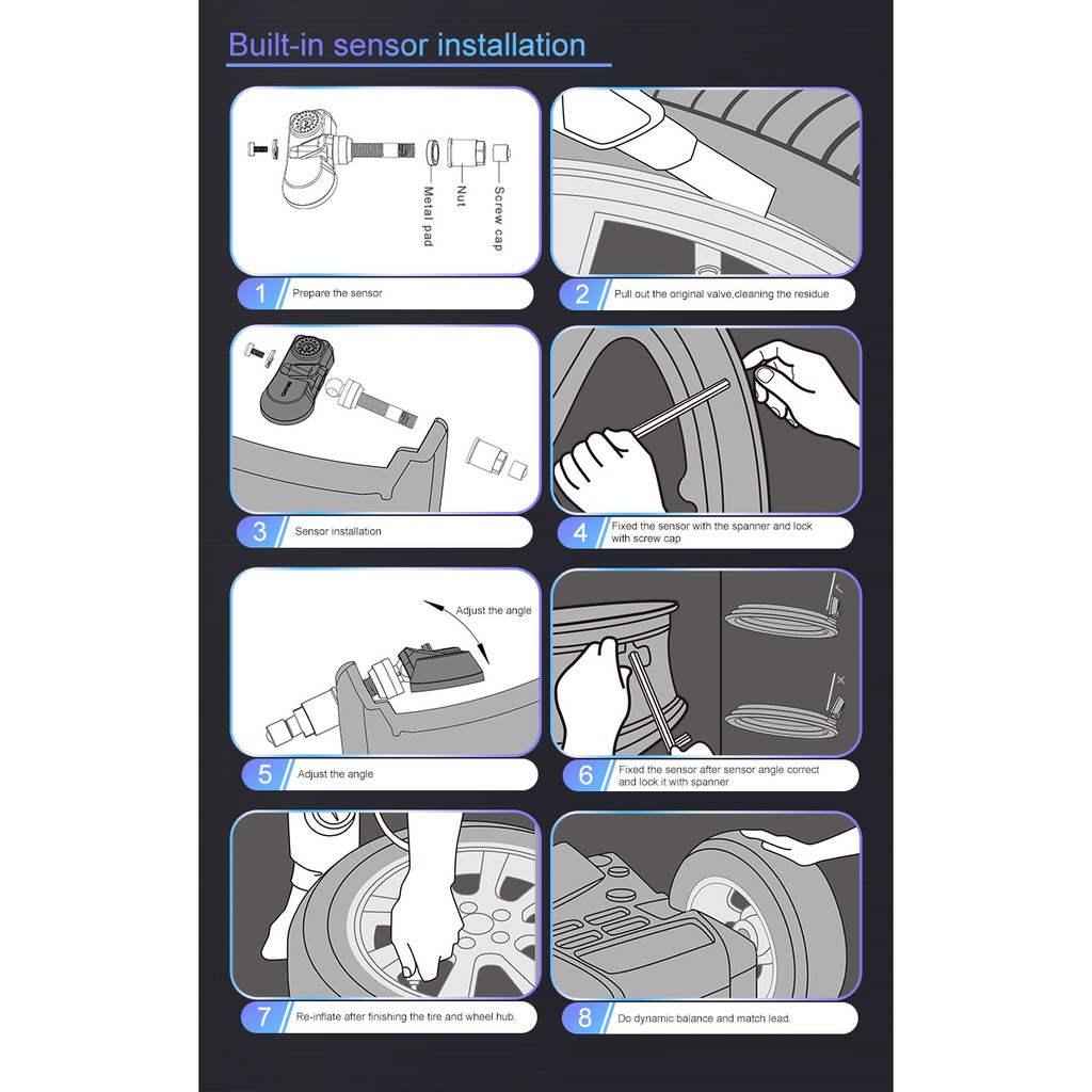 【Van trong】Cảm Biến Áp Suất Lốp Careud TPMS，Chống trộm，Cài đặt liền mạch，  dùng cho xe ô tô MAZDA,  - Và Các Hãng Xe Khác