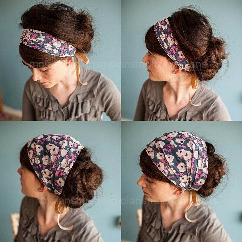 Băng đô vải co giãn in họa tiết phong cách retro cho nữ