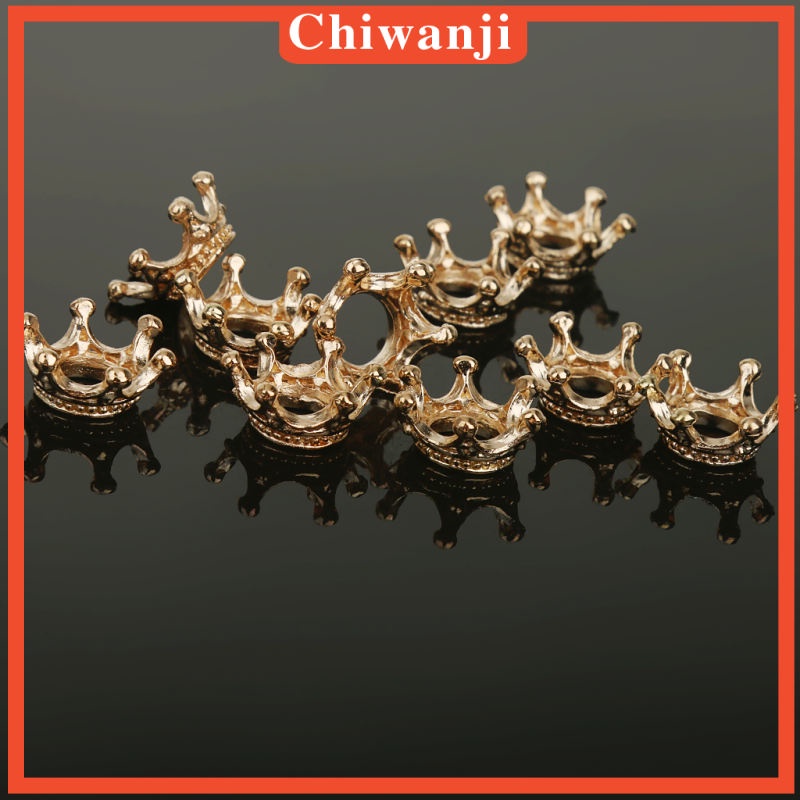 Set 10 Hạt Cườm Mạ Vàng Hình Vương Miện Nhiều Màu Sắc Dùng Làm Trang Sức