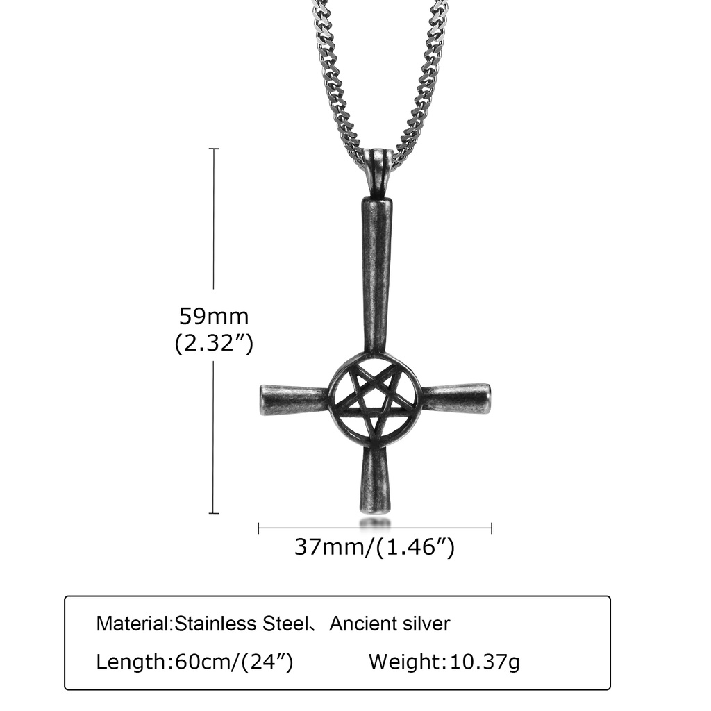 Vnox Vòng cổ Bằng Thép Không Gỉ Mặt Thánh Giá Satan Phong Cách Retro Dành Cho Nam