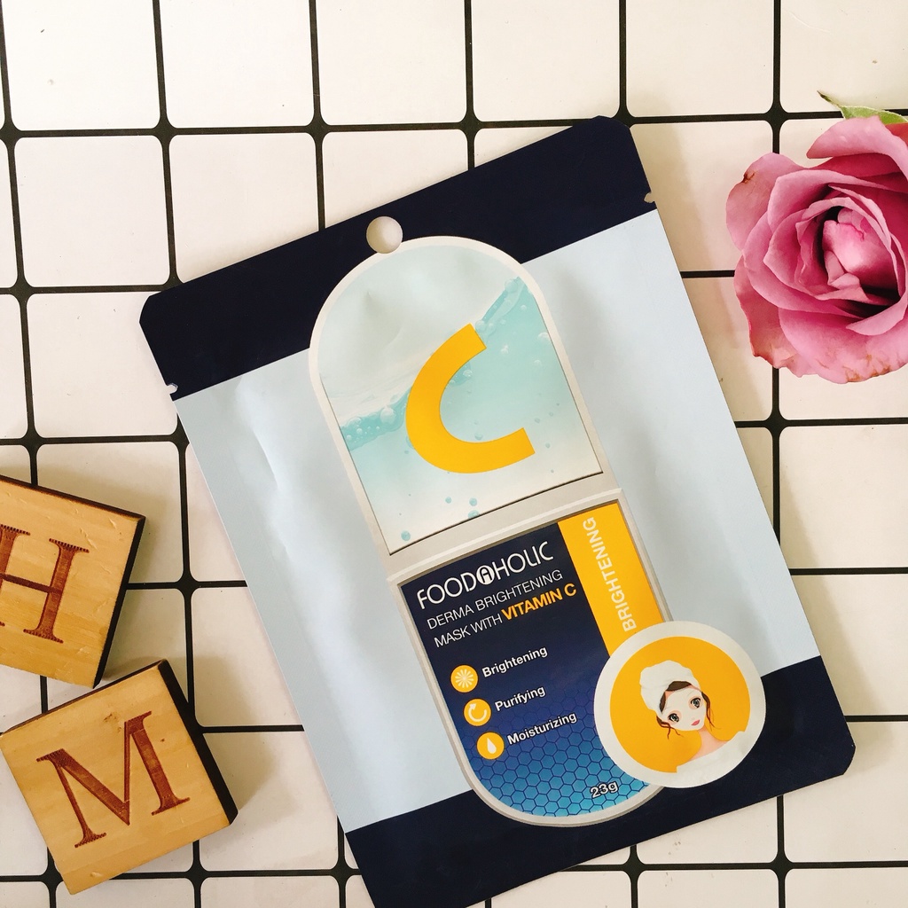 Mặt Nạ Foodaholic Vitamin C  Dưỡng Ẩm, Sáng Da Derma Brightening Mask With Vitamin C 23g