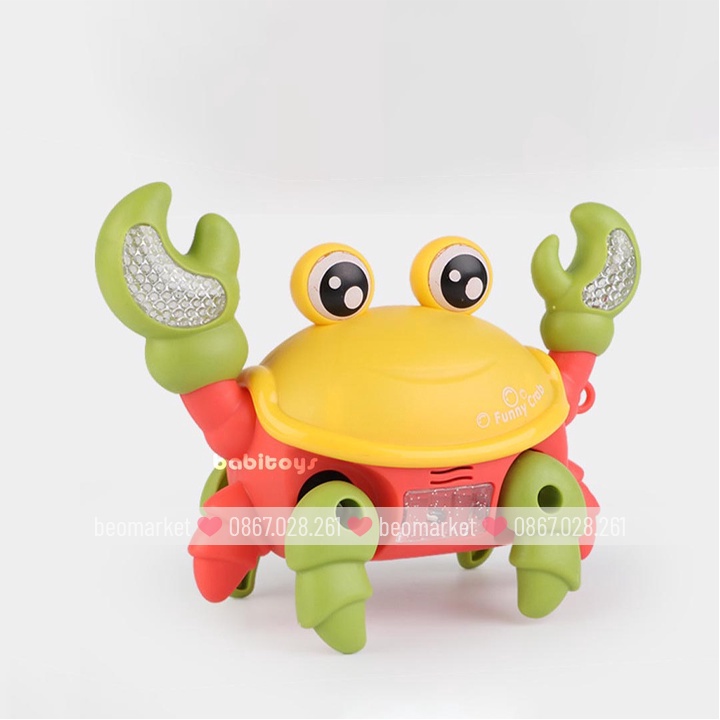 Đồ chơi con cua di chuyển có nhạc và phát sáng vui nhộn cho bé, đồ chơi vận động cho bé 1 2 3 tuổi