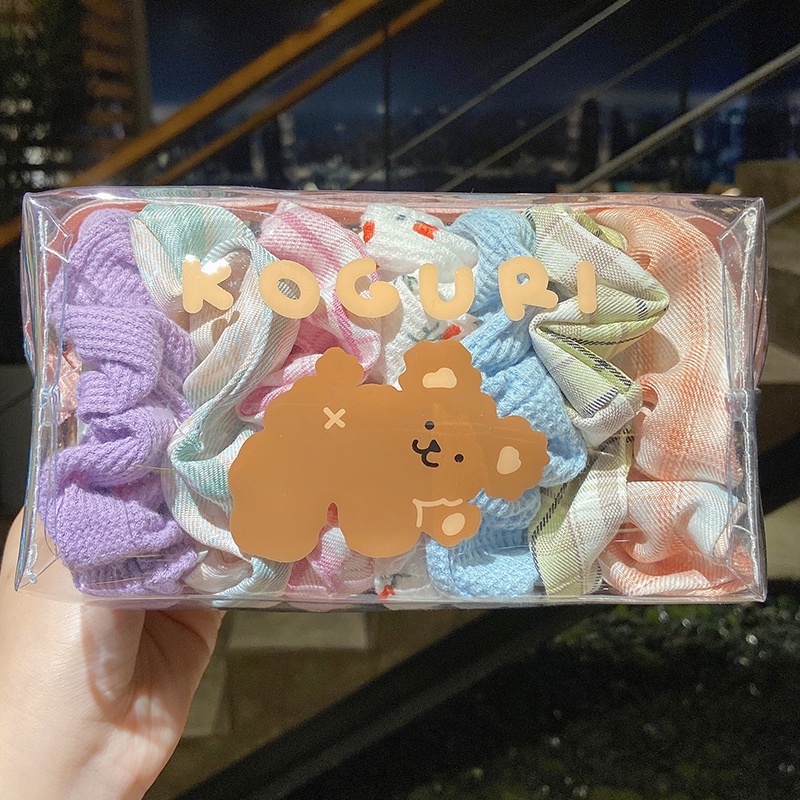 Set 7 Dây Buộc Tóc Cao Su Co Giãn Phong Cách Hàn Quốc Đơn Giản Dành Cho Nữ