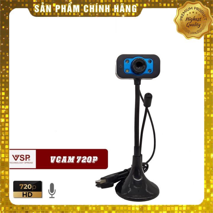 [HÀNG CHÍNH HÃNG] Webcam VCAM HD 720p - Webcam VCAM HD 720p  Tích hợp Micro, Có Đèn trợ sáng, Chân Cao
