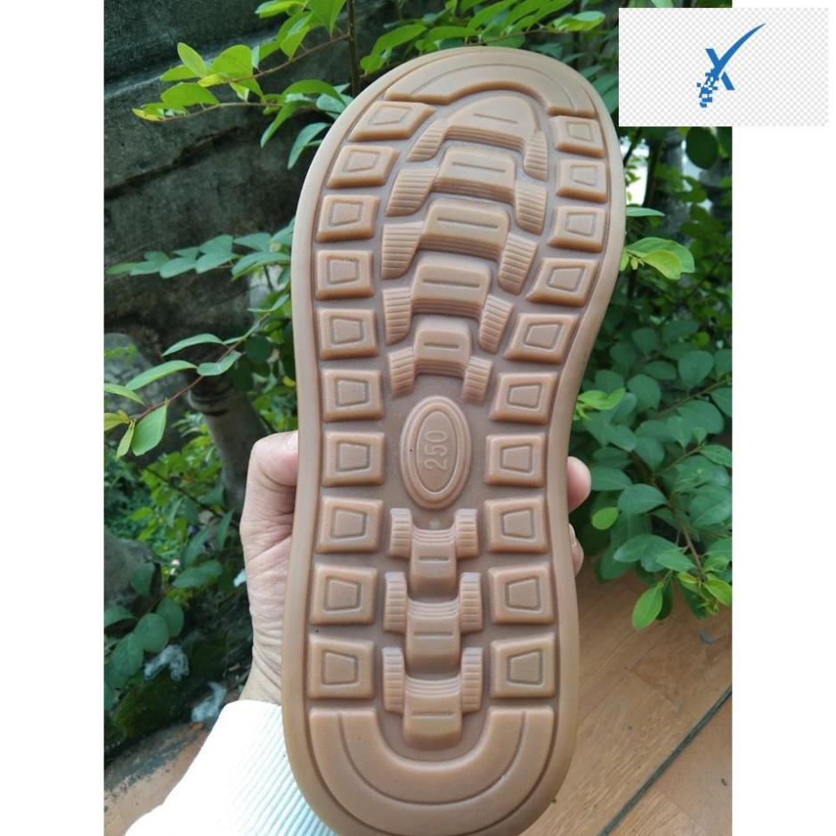 Dép da nam đen đế kếp dép tăng chiều cao 4cm Xăng đan Sandal nam da bò xịn quai ngang quai hậu cao cấp *