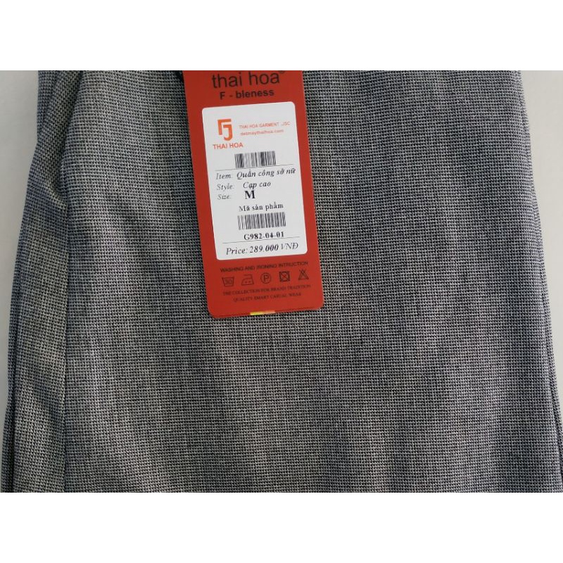 CHÍNH HÃNG THÁI HOÀ Quần lưng cao 1 nút tôn vòng 3 màu xám G982