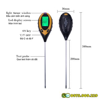 Máy đo, dụng cụ đo độ PH đất 4 trong 1