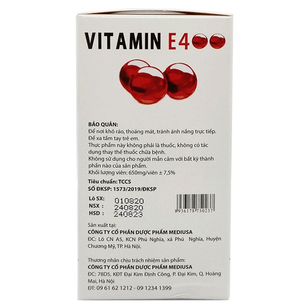 Vitamin E Đỏ 4000mcg, Aloe vera 500mg - Hỗ trợ giảm lão hóa da, giúp làm đẹp cho da chính hãng (Hộp 100 viên)