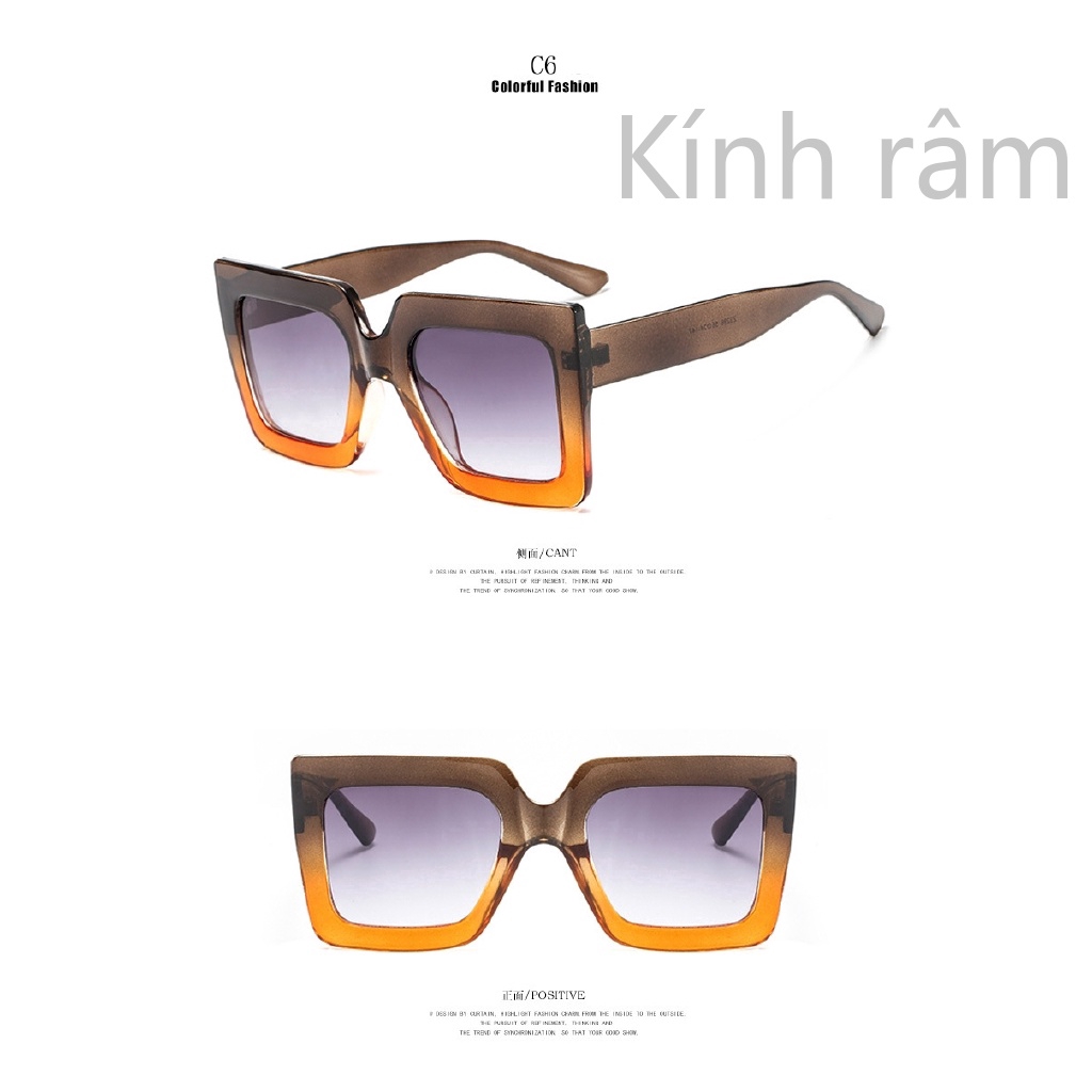 Kính mát hình vuông màu đen thiết kế mới 2019