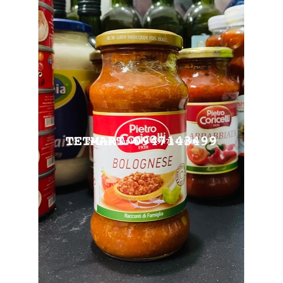 Sốt mỳ Ý - Sốt cà chua lá thơm, sốt thịt bò và sốt cà chua ớt, nhập khẩu Ý Pietro Coricelli 350g
