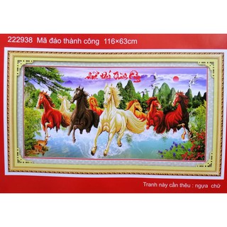 Tranh thêu chữ thập Mã đáo thành công 222938