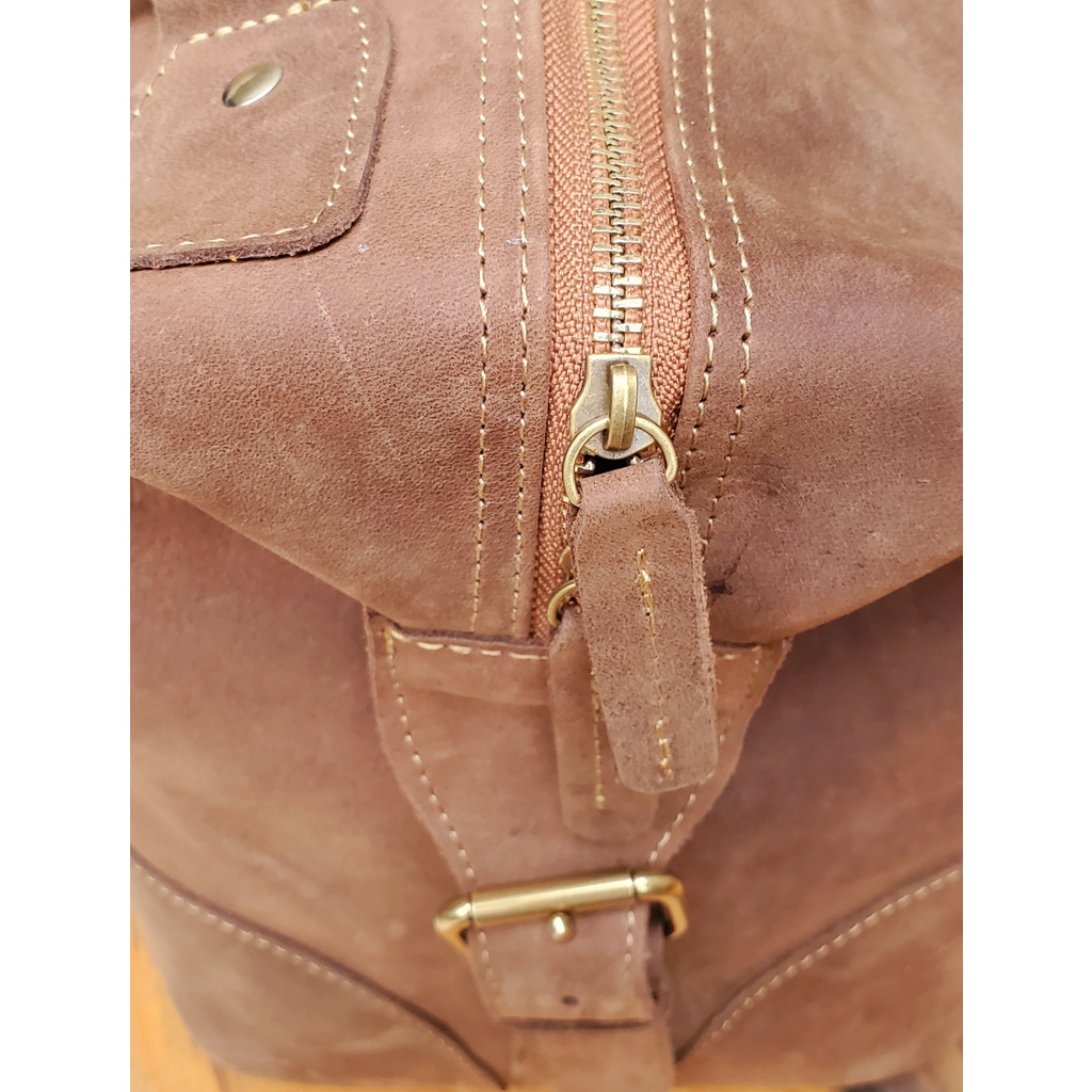 Túi xách du lịch, túi tập gym da bò sáp cá tính, bụi bặm