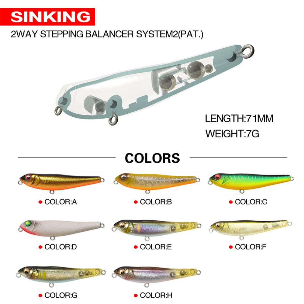 Mồi câu cá giả 71mm 7g có móc thép tùy chọn màu sắc