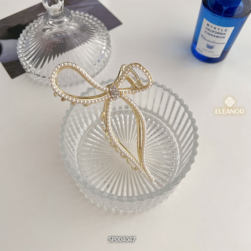 Kẹp tóc nữ càng cua Eleanor Accessories hình nơ đính đá ngọc trai nhân tạo phụ kiện tóc 4047