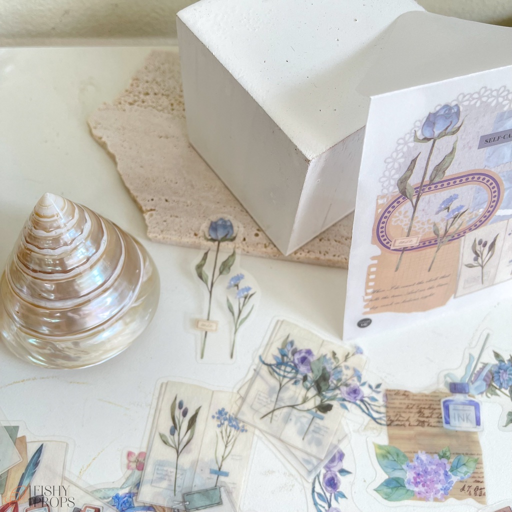 Set Sticker Hoa Phong Cách Vintage Trang Trí Sổ Bullet Journal Phụ Kiện Chụp Ảnh