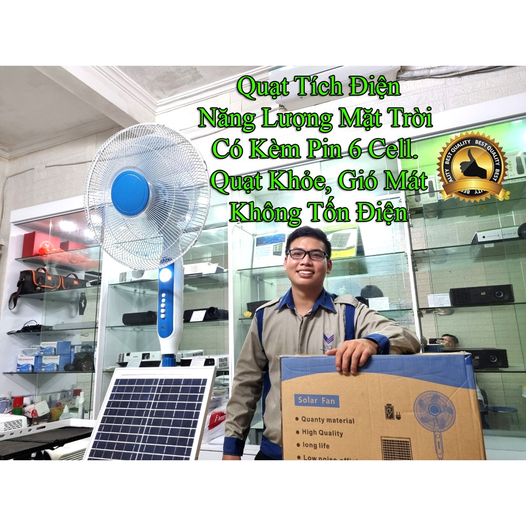 QUẠT NĂNG LƯỢNG MẶT TRỜI 16INCH. LƯỢNG GIÓ MÁT HƠN QUẠT BÀN, CÓ ĐÈN VÀ CỔNG USB, PIN TÍCH ĐIỆN LÂU HƠN 4 TIẾNG SỐ TO