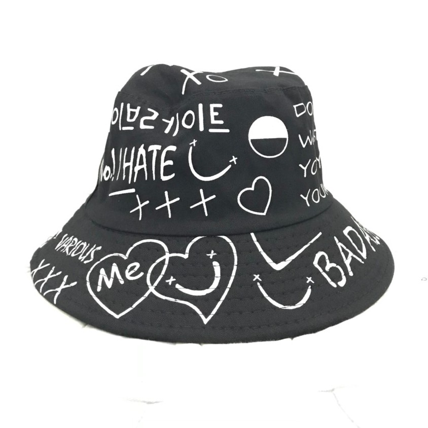 Nón Bucket grafity vetement hàn quốc nhiều chữ - SẴN HÀNG