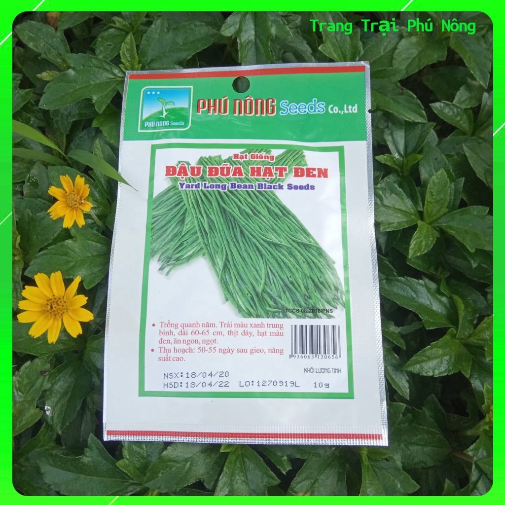 Hạt Giống Đậu Đũa Hạt Đen Phú Nông - Gói 10g - Yard Long Bean Black Seeds