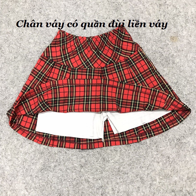 Chân váy học sinh xếp ly liền quần bên trong cho học sinh 6-14tuổi XHN353