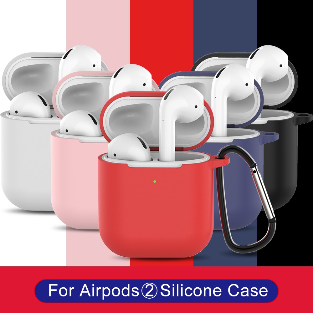 Vỏ ốp silicon chống sốc bảo vệ hộp đựng tai nghe không dây Apple Airpods 2