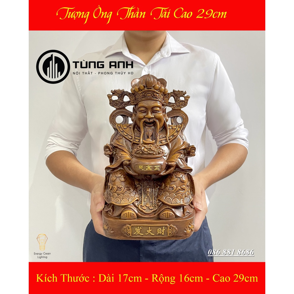 Tượng Ông Thần Tài Size 29cm - Biểu Tượng Tăng Cường Về T iền Bạc , Công Danh Và Tài Lộc - Bảo Hành 12 Tháng