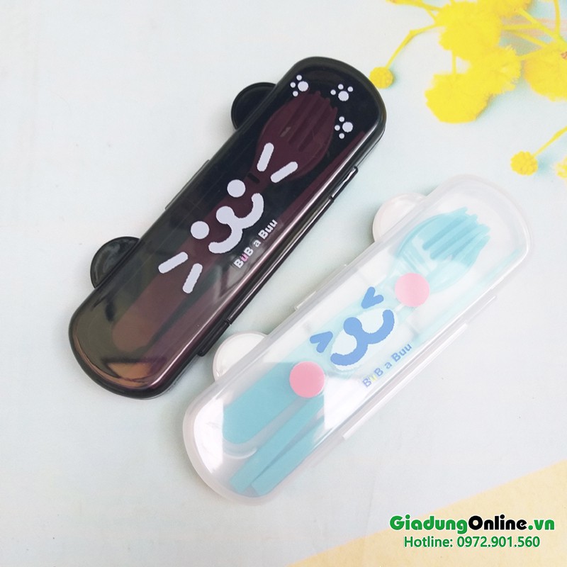 Bộ đũa, thìa, dĩa cho bé kèm hộp đựng - Larva Store