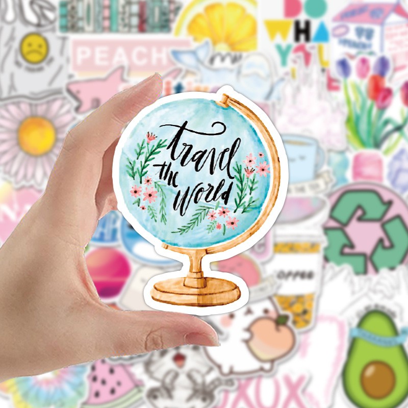 Sticker hoạt hình dễ thương hình dán nón bảo hiểm vali laptop guitar chống thấm nước