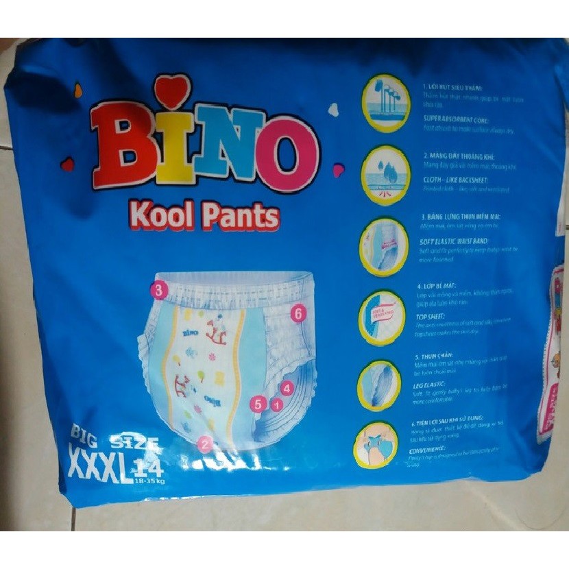 Tã/Bỉm quần bigsize Bino XXXL - 18-35kg - 14 miếng