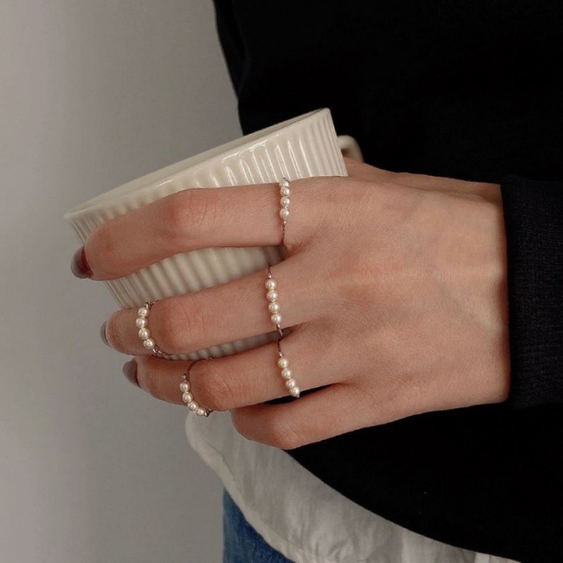 Nhẫn Dạng Mở Đính Ngọc Trai Nhân Tạo Thời Trang