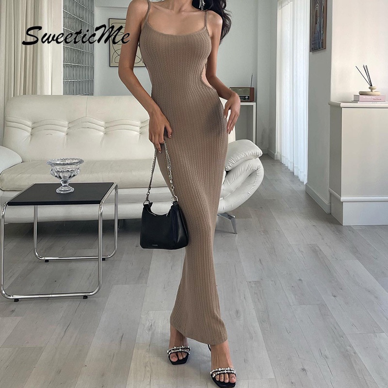Đầm Dây Hở Lưng Dáng Ôm Phong Cách Quyến Rũ Thời Trang Dành Cho Nữ