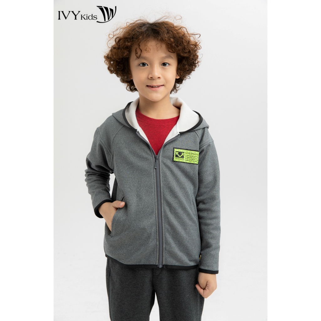 Áo khoác thu cổ mũ bé trai IVY moda MS 77K1135