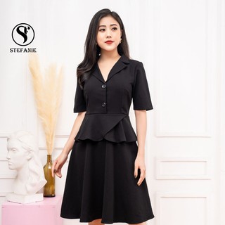 Váy Công Sở - Đầm Peplum chất mango xuất Che Bụng , gọn người Cho Nữ - Đầm Thiết Kế Cao Cấp Stefanie