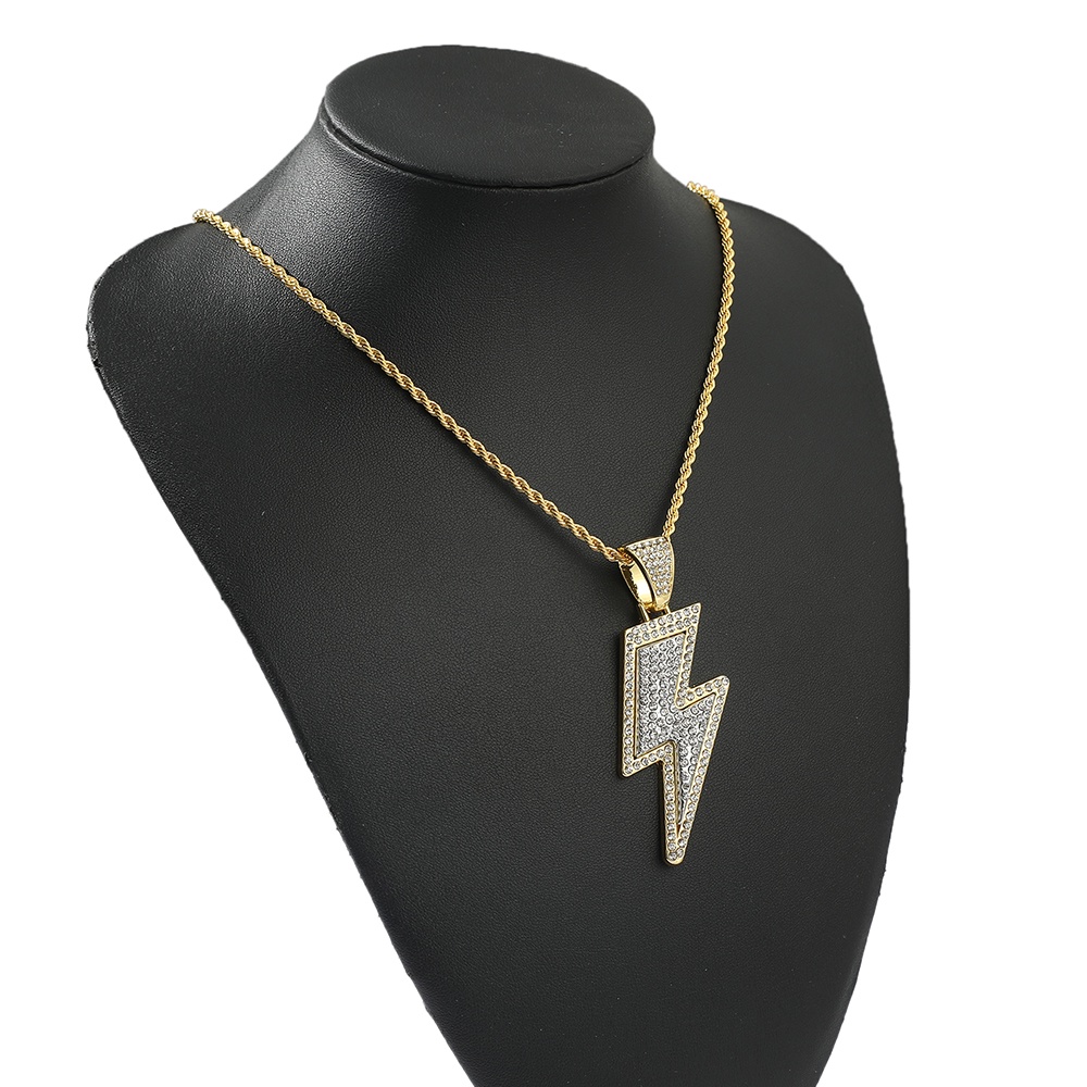 Dây chuyền mặt hình tia chớp đính đá zircon thời trang cho nam