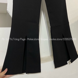 [Ảnh thật] Quần ống loe xẻ cạp cao