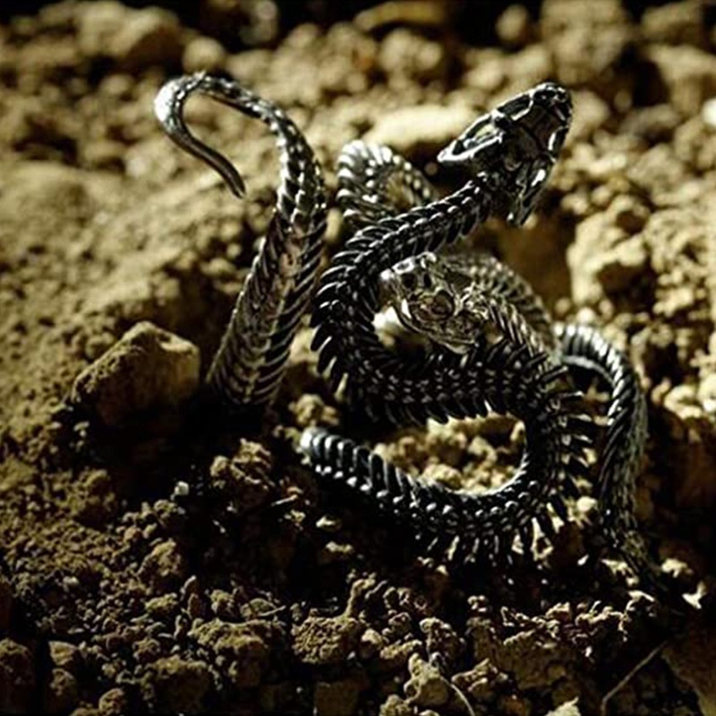 San * Nhẫn Hình Xương Rắn Kết Hợp Có Thể Điều Chỉnh Thời Trang Cổ Điển Cho Cặp Đôi