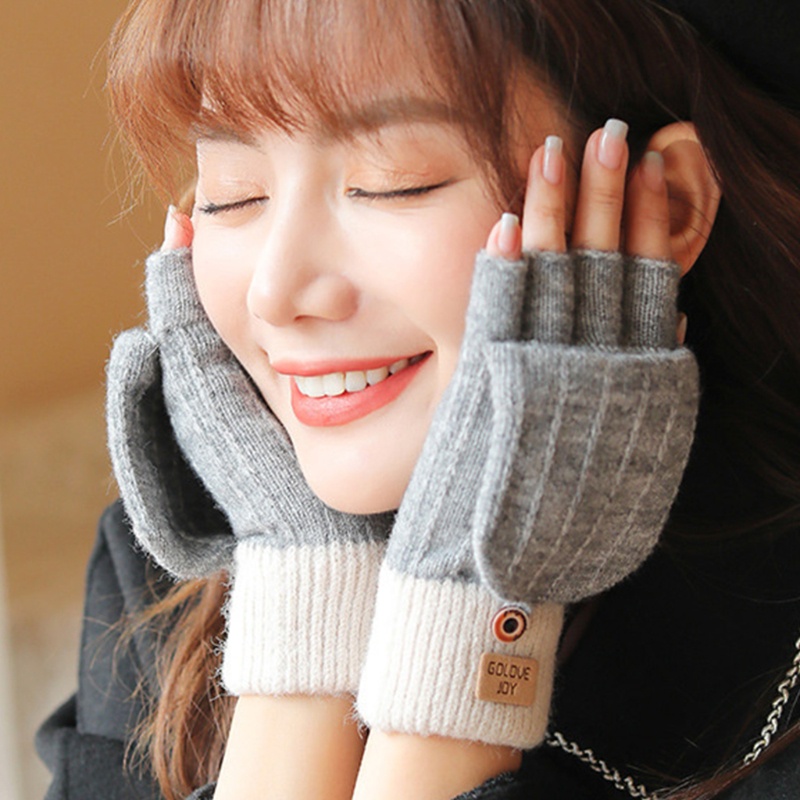 Găng Tay Dệt Kim Hở Ngón Thời Trang Mùa Đông Cho Nam Và Nữ