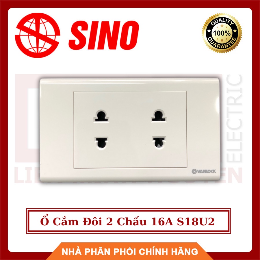 SINO Ổ Cắm Đôi 2 Chấu 16A S18U2 - Hàng Việt Nam, Chất Lượng Cao