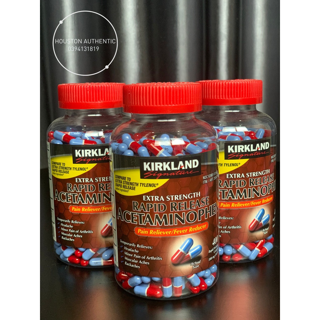 Viên Uống Extra Strength Rapid Release Acetaminophen 500mg Kirkland Signature_Live tại Mỹ