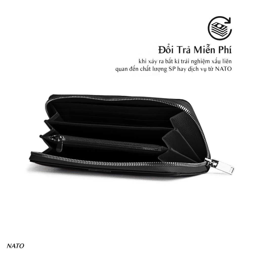Ví Dài Nam Nữ Nato LEO Da Bò Thật Cao Cấp Khóa Kéo Đựng Điện Thoại Tiền Thẻ Sang Trọng Bền Đẹp Cầm Tay Đen Bóp Đầm