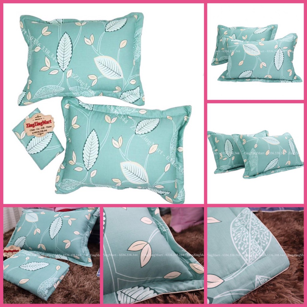 Vỏ Gối Đầu Cotton Hàn Quốc Loại Dày Đẹp Có Lót Bông - Kích Thước 45cm x 65cm