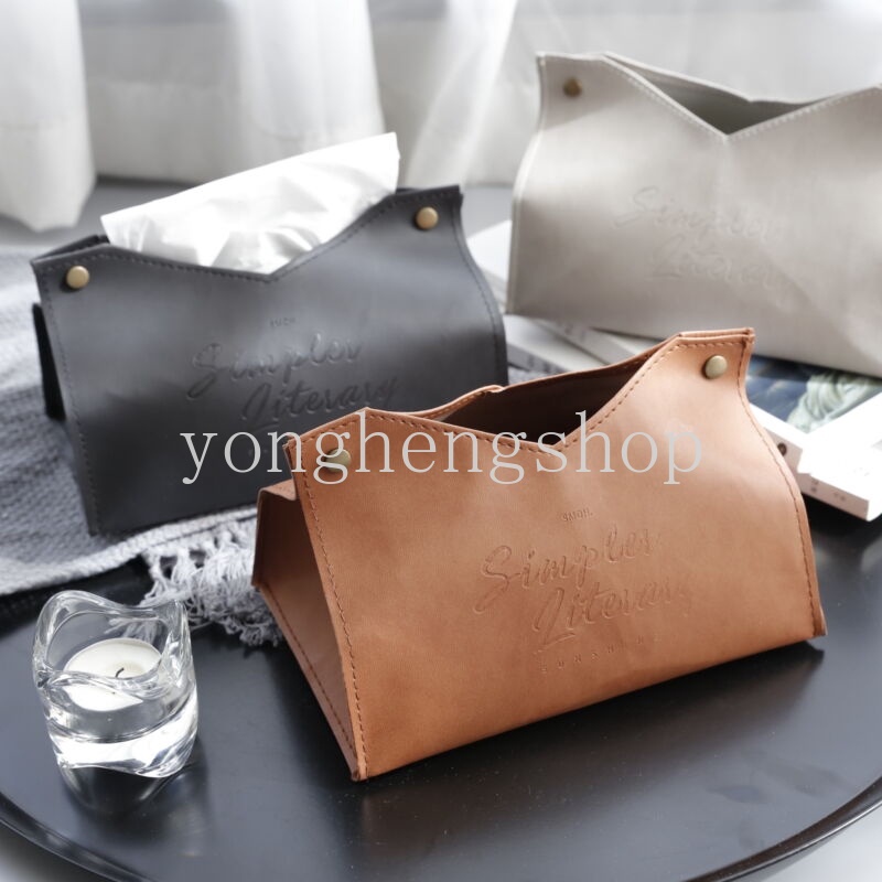 Hộp Đựng Khăn Giấy Bằng Da Phong Cách Bắc Âu Độc Đáo Trang Trí Nhà Cửa / Xe Hơi