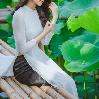 Bộ áo dài trắng 4 tà mã A1