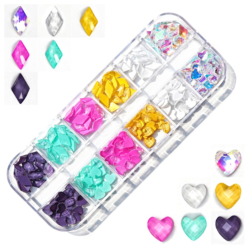 Hộp Đá 3D Nhiều Màu Trang Trí Móng Tay