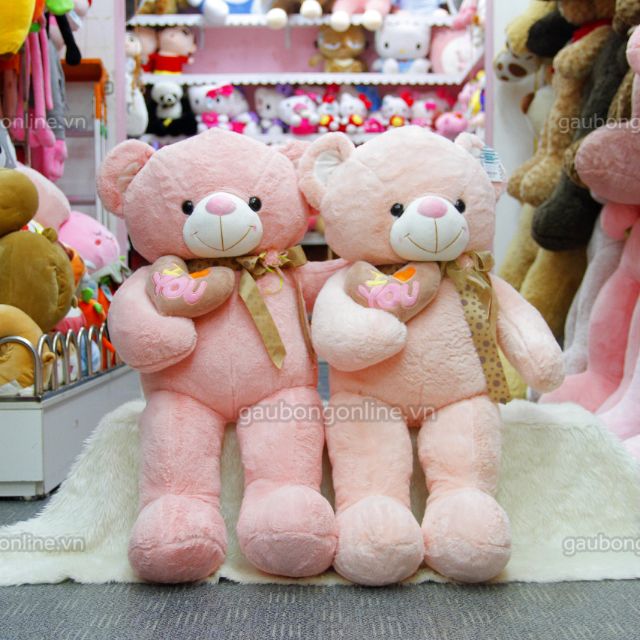 Gấu Bông Teddy Tim Lệch Nơ Hoa kích thước 1m1