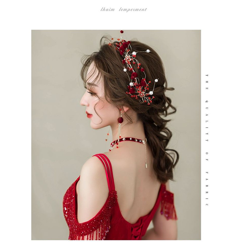 Bộ cài đỏ kèm bông tai Giá chỉ 120k