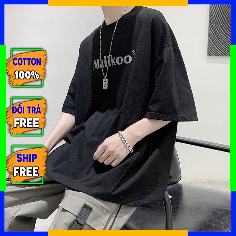 Áo thun tay lỡ nam nữ unisex MAILKOO basic tee phông form rộng oversize 2 màu trắng và đen cotton dáng xuông A101