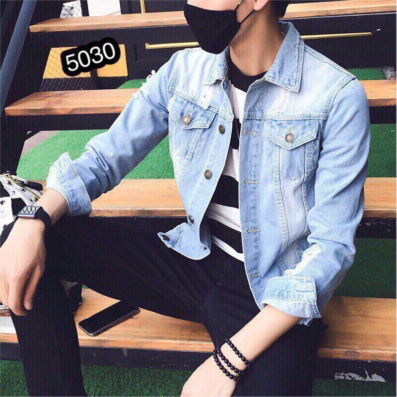 ÁO KHOÁC JEAN NAM RÁCH VAI CAO CẤP PSSHOP1